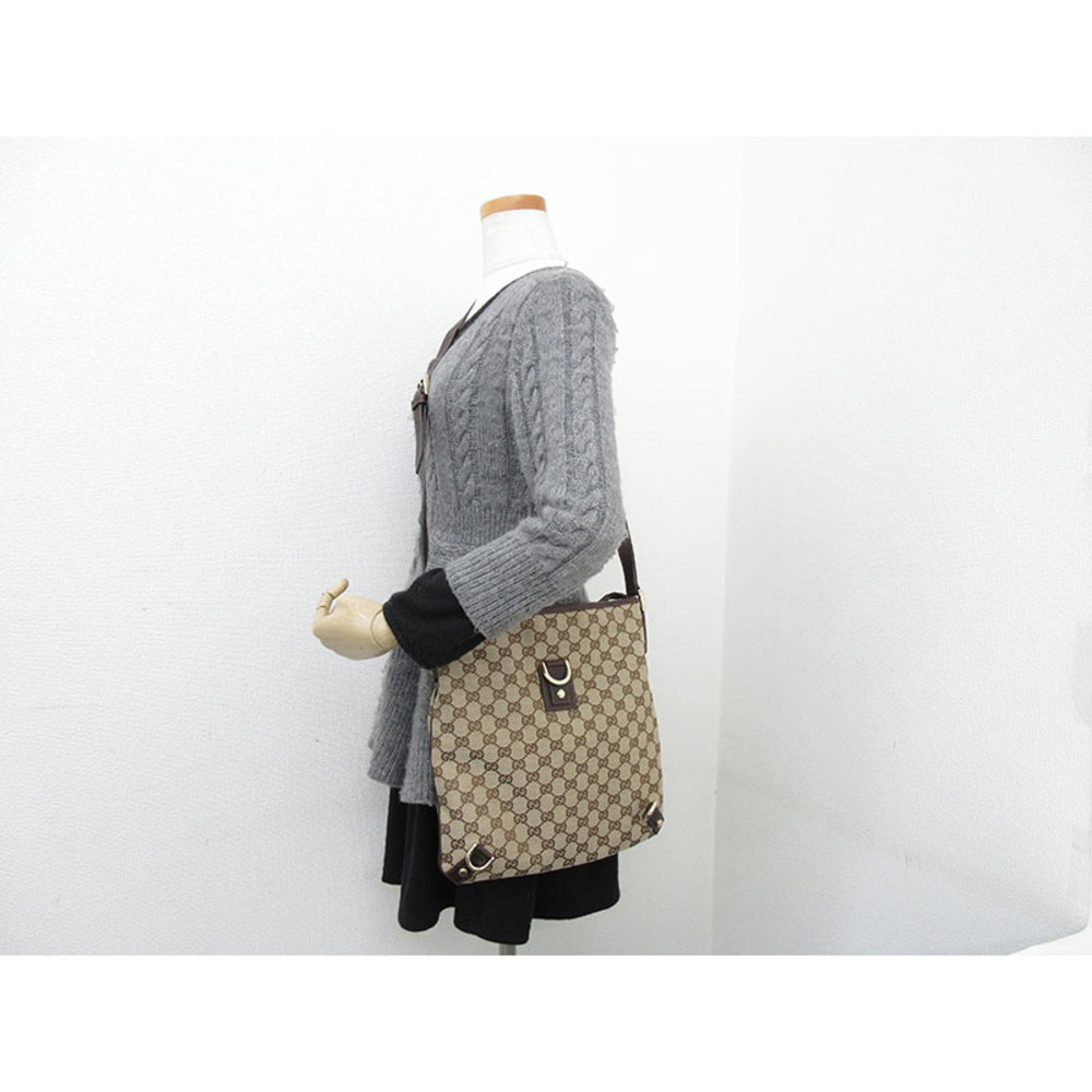 GUCCI GG Abbey Crossbody Bag Beige Canvas Leather - Picture 9 of 9